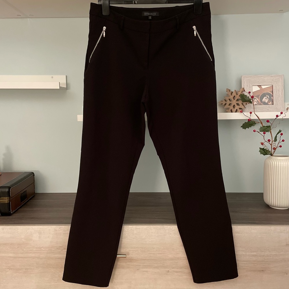 Dynamite Dark Chocolate Brown Classic Ankle Slack Pants